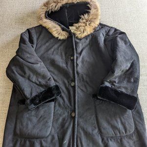 Vintage iMadison Black Coat Racoon Fur Trim 2X